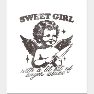 Sweet Girls With Anger Issues T-Shirt, Retro Unisex Adult T Shirt, Vintage Angel Posters and Art